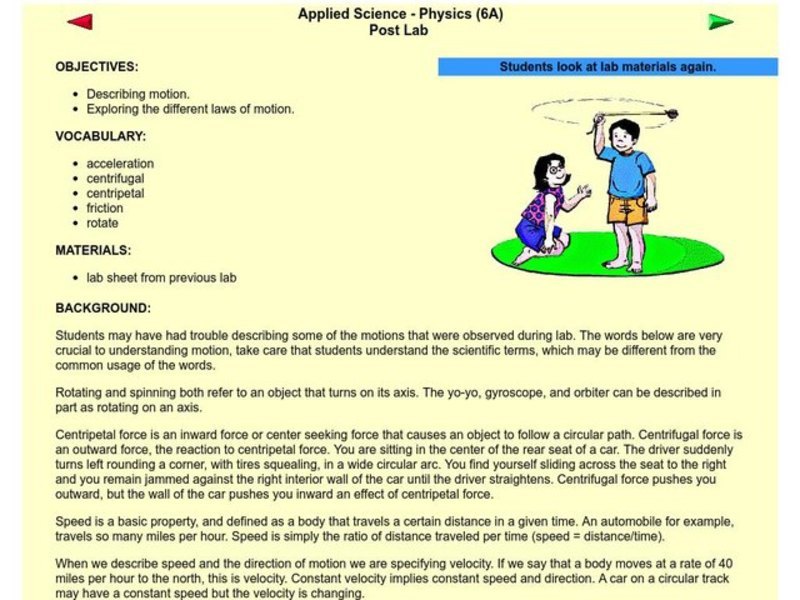 Laws of Motion Lesson Plan