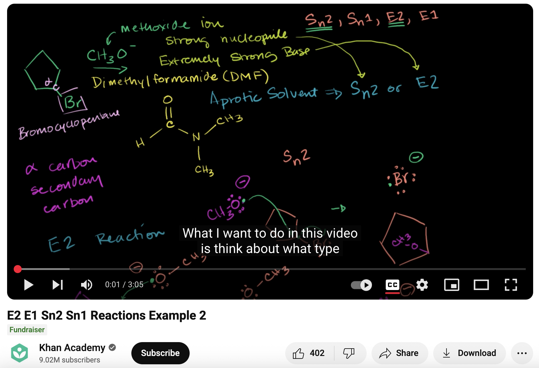E2 E1 Sn2 Sn1 Reactions Example 2 Instructional Video