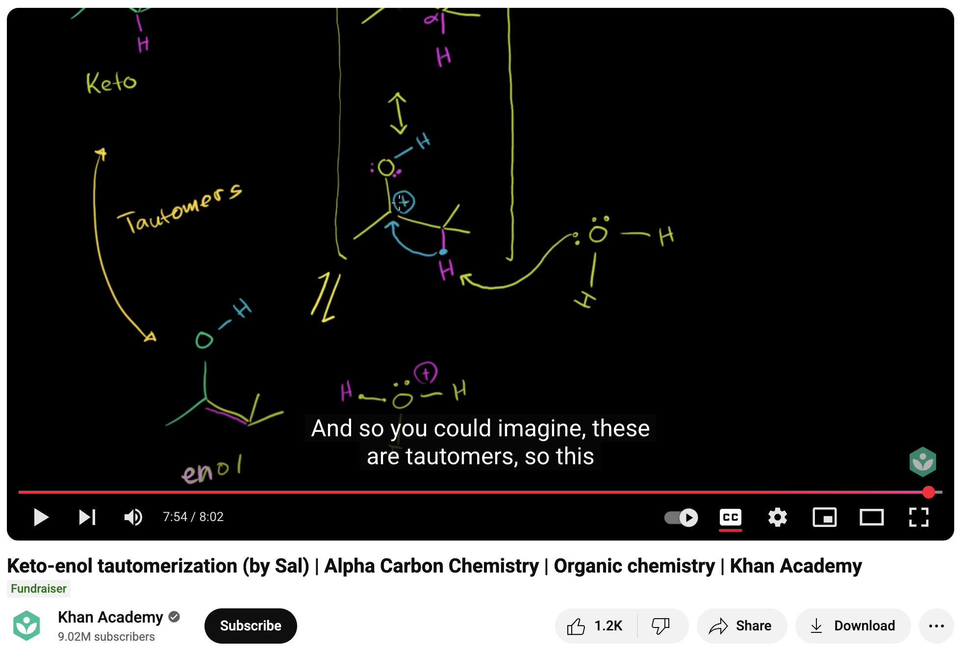 Keto-Enol Tautomerzation, (by Sal), Alpha Carbon Chemistry, Organic chemistry Instructional Video