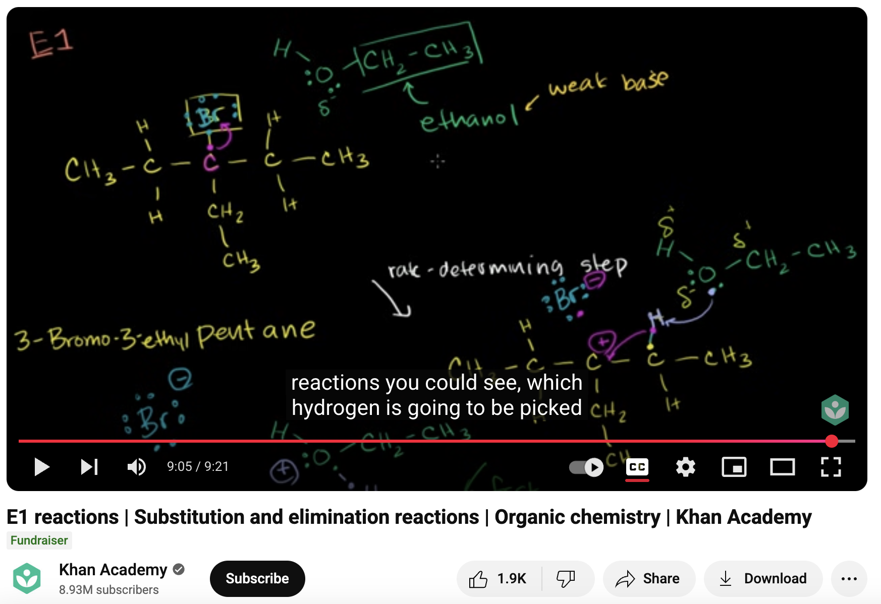 E1 Reactions, Substitution and Elimination Reactions, Organic chemistry Instructional Video