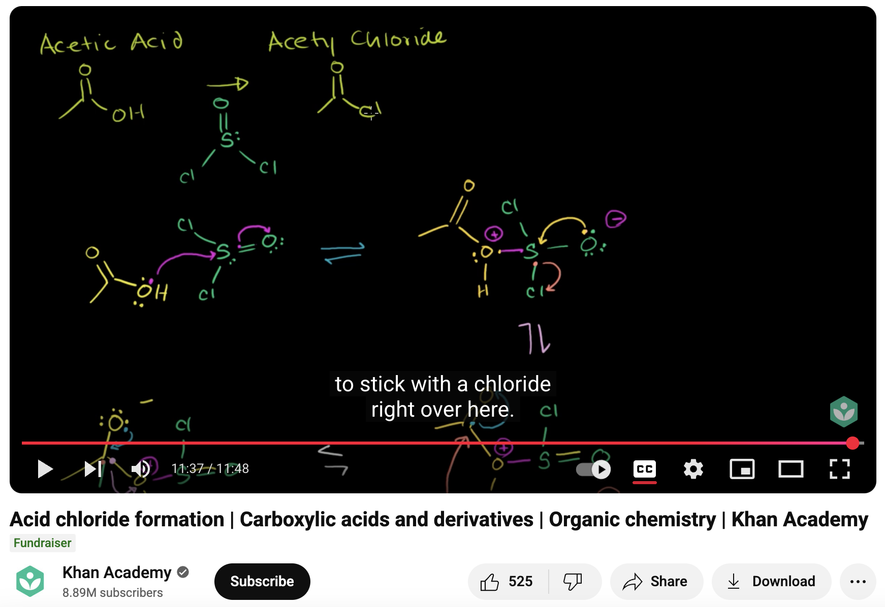 Acid Chloride Formation, Carboxylic Acids and Derivatives, Organic Chemistry Instructional Video