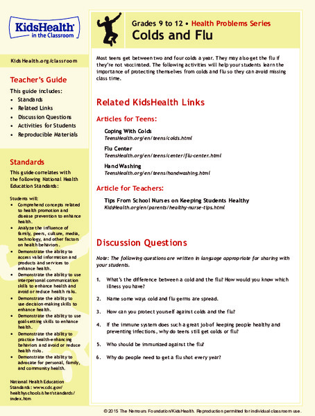 Colds and Flu: Grades 9-12 Lesson Plan