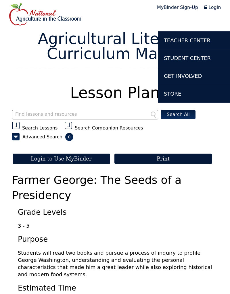 Farmer George: The Seeds of a Presidency Lesson Plan