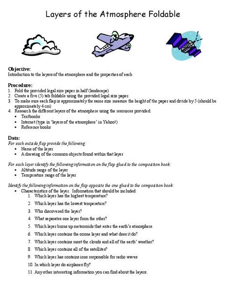 Layers of the Atmosphere Foldable Lesson Plan