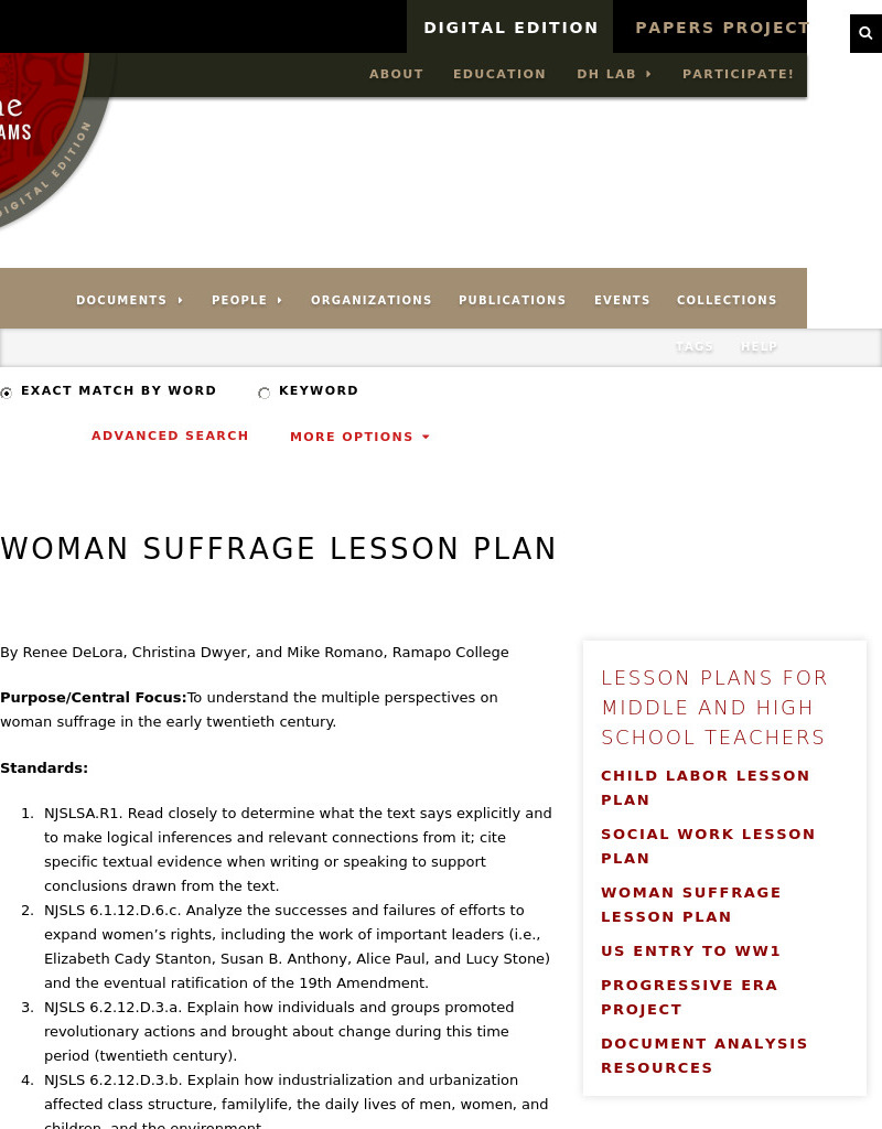 Woman Suffrage Lesson Plan