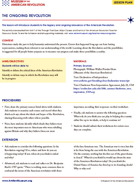 The Ongoing Revolution Lesson Plan