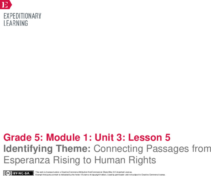 Identifying Theme: Connecting Passages from Esperanza Rising to Human Rights Lesson Plan