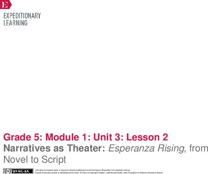 Narratives as Theater: Esperanza Rising, from Novel to Script Lesson Plan