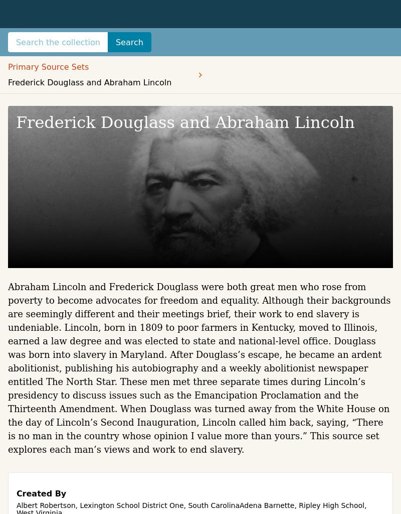 Frederick Douglass and Abraham Lincoln Activity
