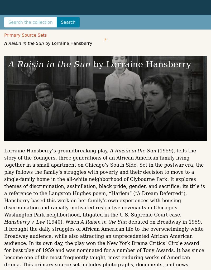 A Raisin in the Sun by Lorraine Hansberry Activity