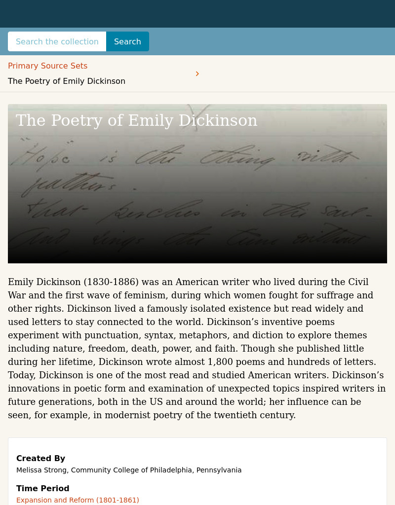 The Poetry of Emily Dickinson Activity