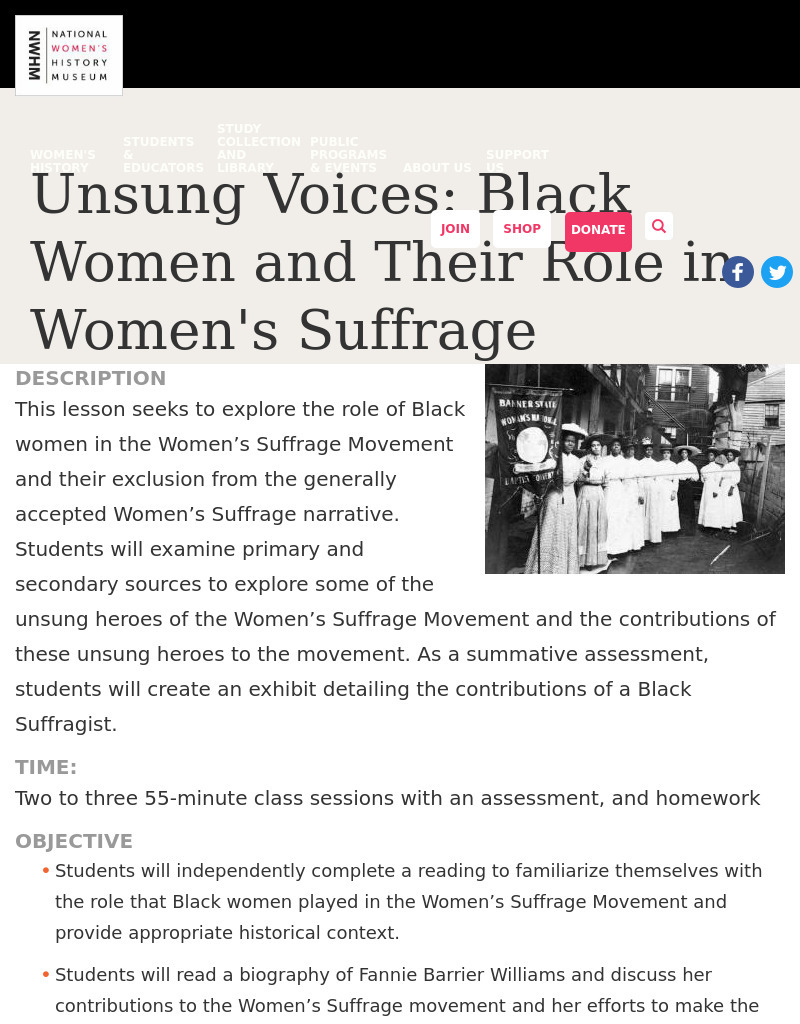 Unsung Voices: Black Women and Their Role in Women's Suffrage Lesson Plan
