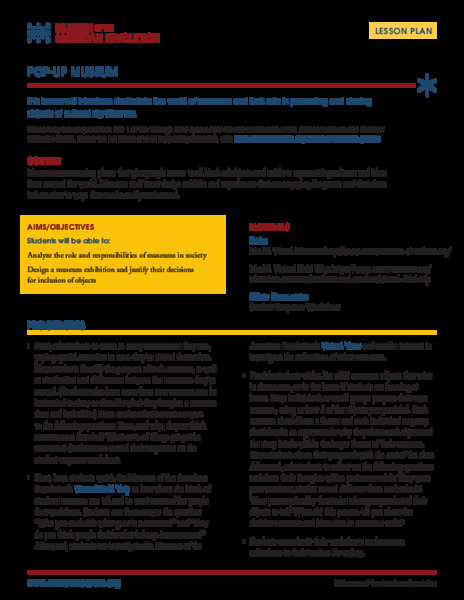 Pop-Up Museum Lesson Plan