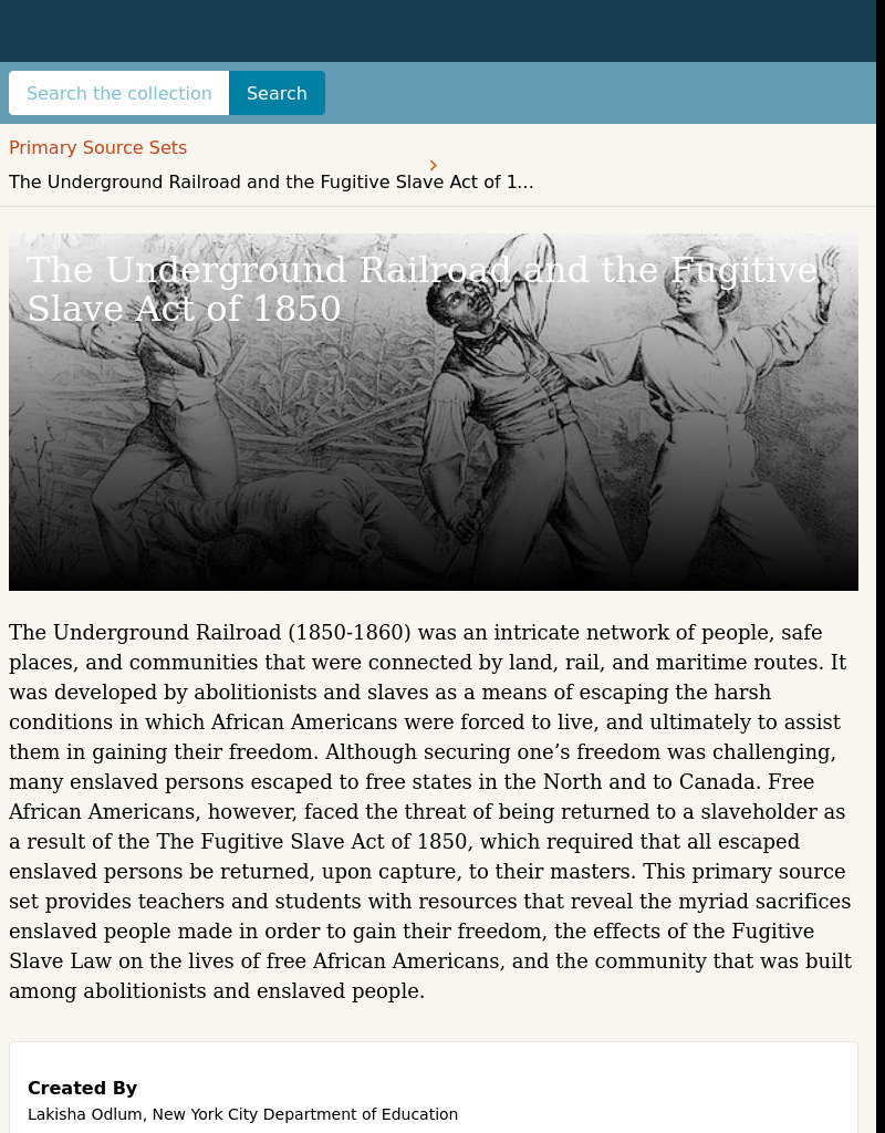 The Underground Railroad and the Fugitive Slave Act of 1850 Activity