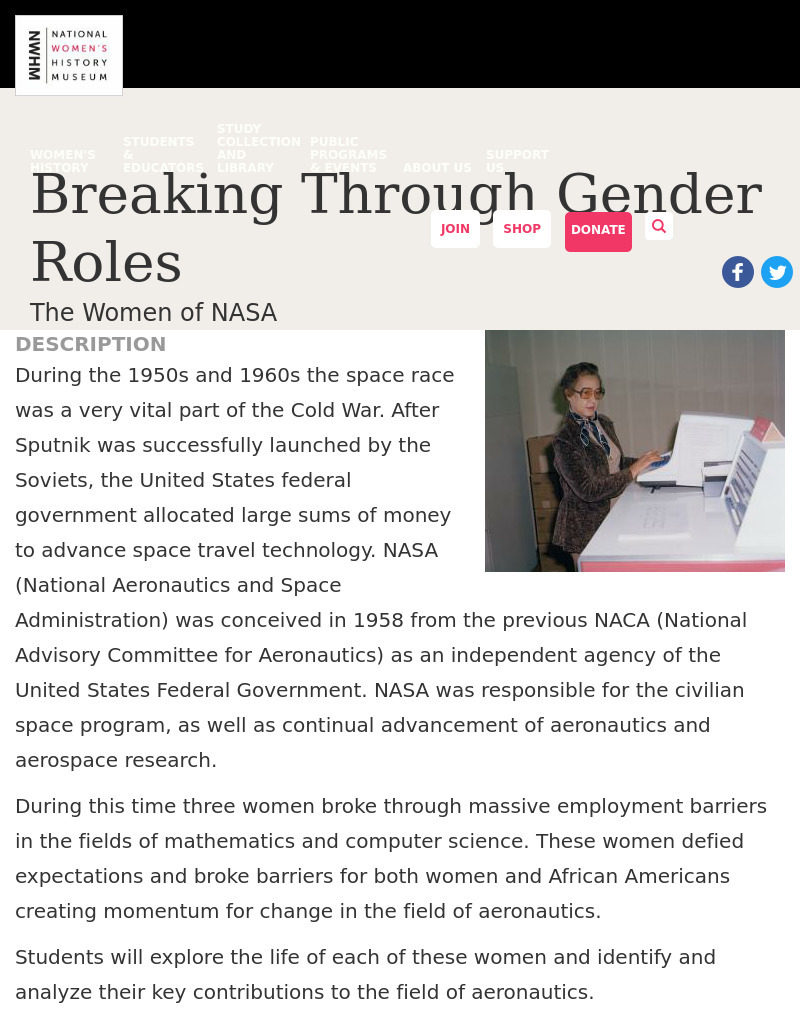 Breaking Through Gender Roles: The Women of NASA Lesson Plan