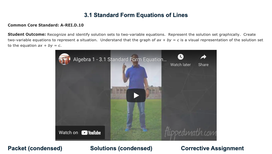 Standard Form Equations of Lines Instructional Video