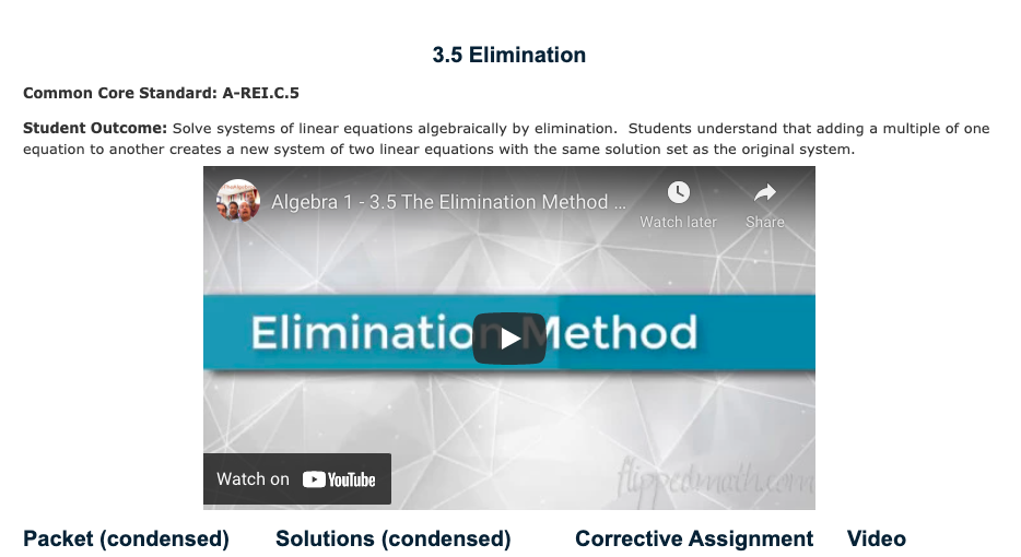 Elimination Method Instructional Video