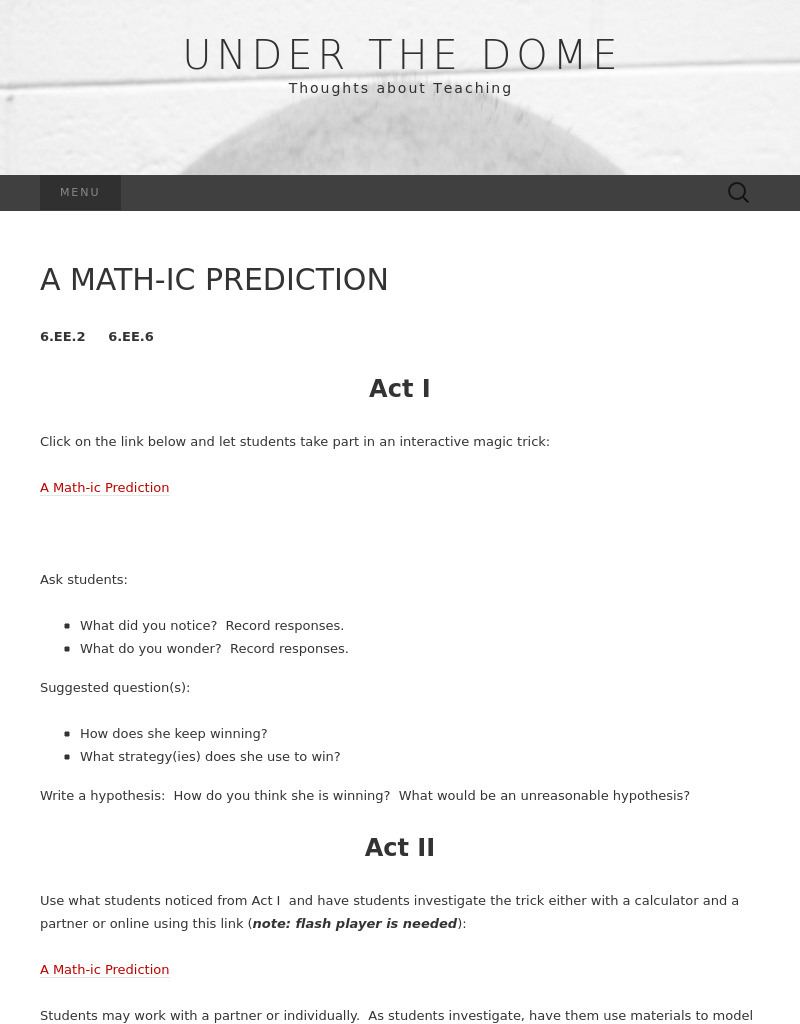 A Math-ic Prediction Activity