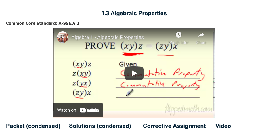 Algebraic Properties Instructional Video