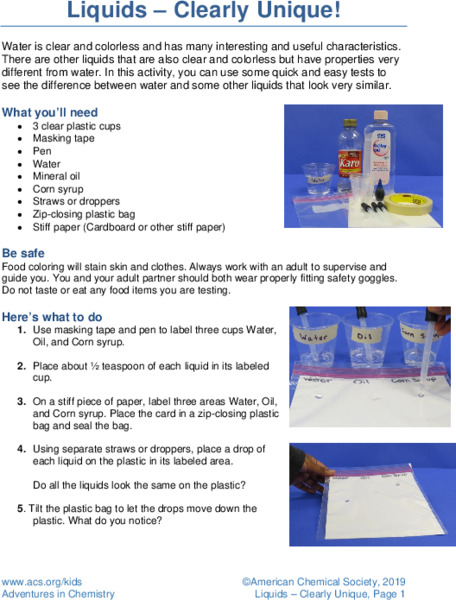 Liquids - Clearly Unique Activity