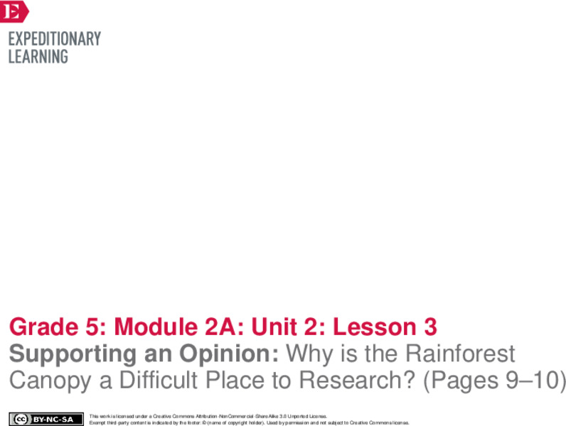 Supporting an Opinion: Why is the Rainforest Canopy a Difficult Place to Research? (Pages 9–10) Lesson Plan