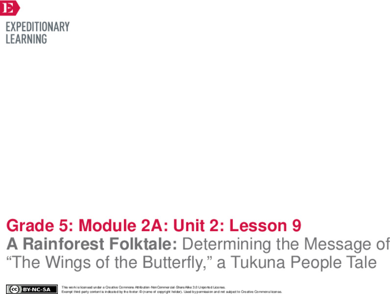 A Rainforest Folktale: Determining the Message of “The Wings of the Butterfly,” a Tukuna People Tale Lesson Plan