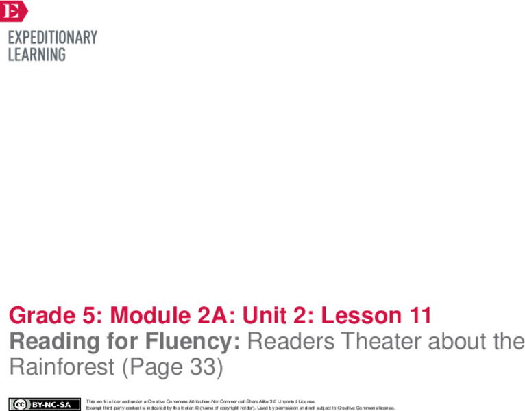 Reading for Fluency: Readers Theater about the Rainforest (Page 33) Lesson Plan