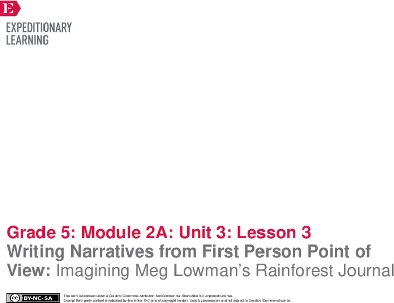 Writing Narratives from First Person Point of View: Imagining Meg Lowman’s Rainforest Journal Lesson Plan