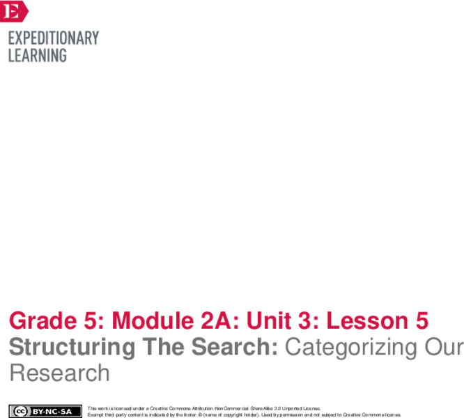 Structuring The Search: Categorizing Our Research Lesson Plan