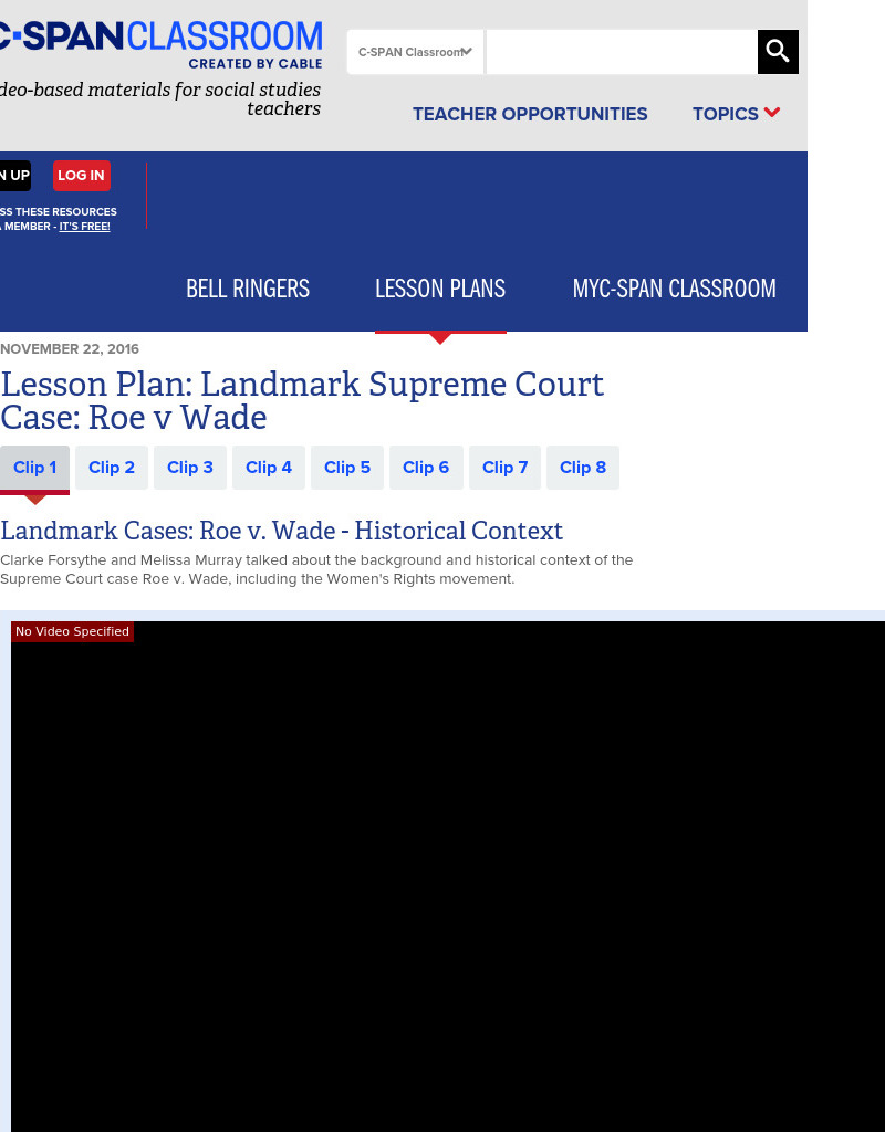 Landmark Supreme Court Case: Roe v Wade Lesson Plan