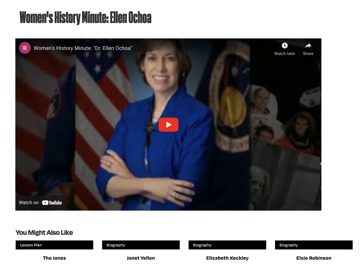Women's History Minute: Ellen Ochoa Instructional Video