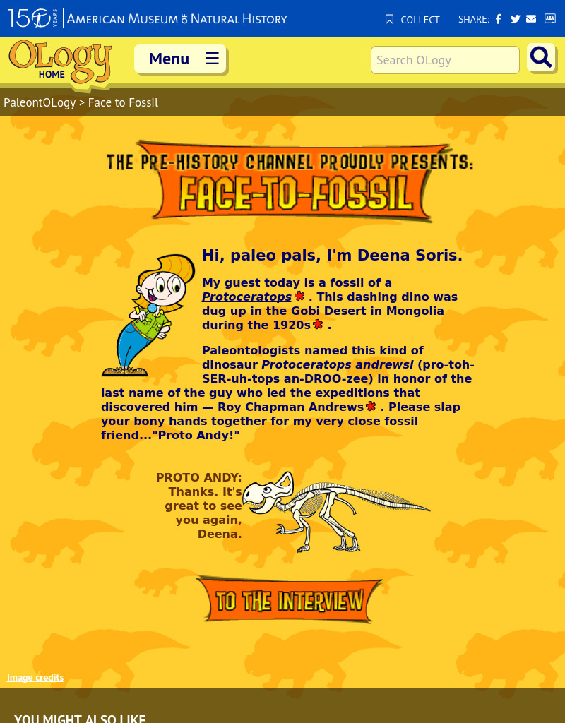 The Pre-History Proudly Presents: Face-To-Fossil Interactive