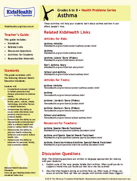 Asthma: Grades 6-8 Lesson Plan