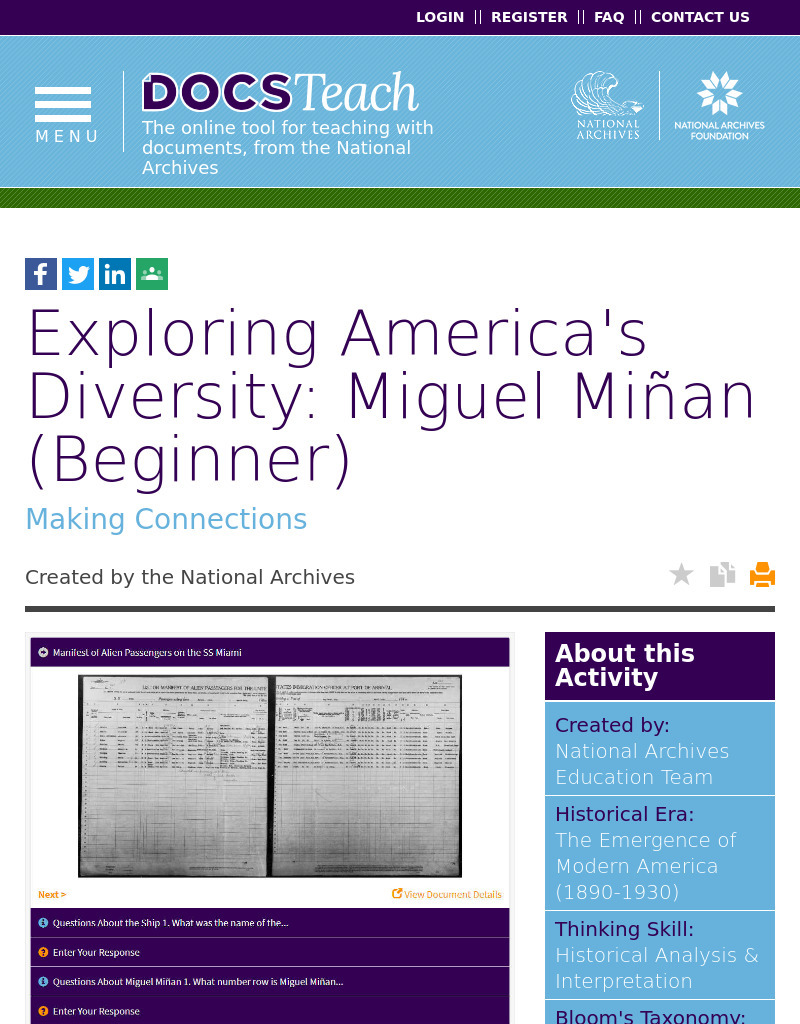 Exploring America's Diversity: Miguel Miñan (Beginner) Interactive
