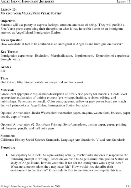 Making Your Mark: Free Verse Poetry Lesson Plan