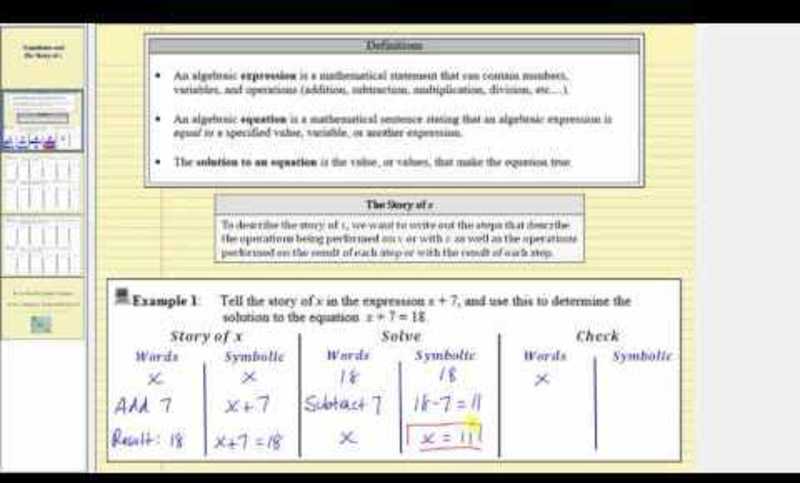 Solving Equations Using the Story of x (Part 1) Instructional Video