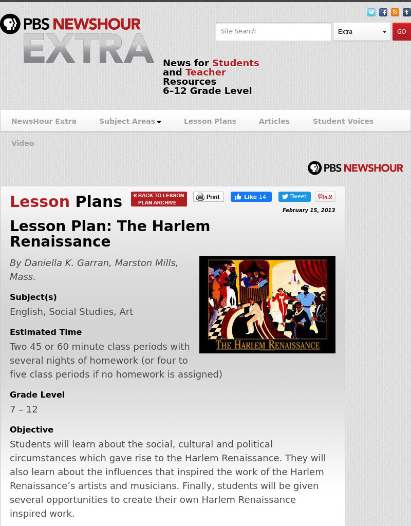 The Harlem Renaissance Lesson Plan