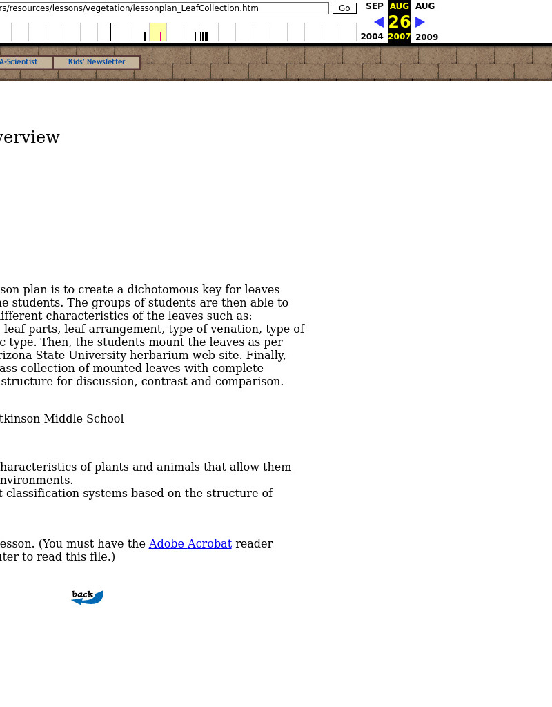 Leaf Collection Lesson Plan