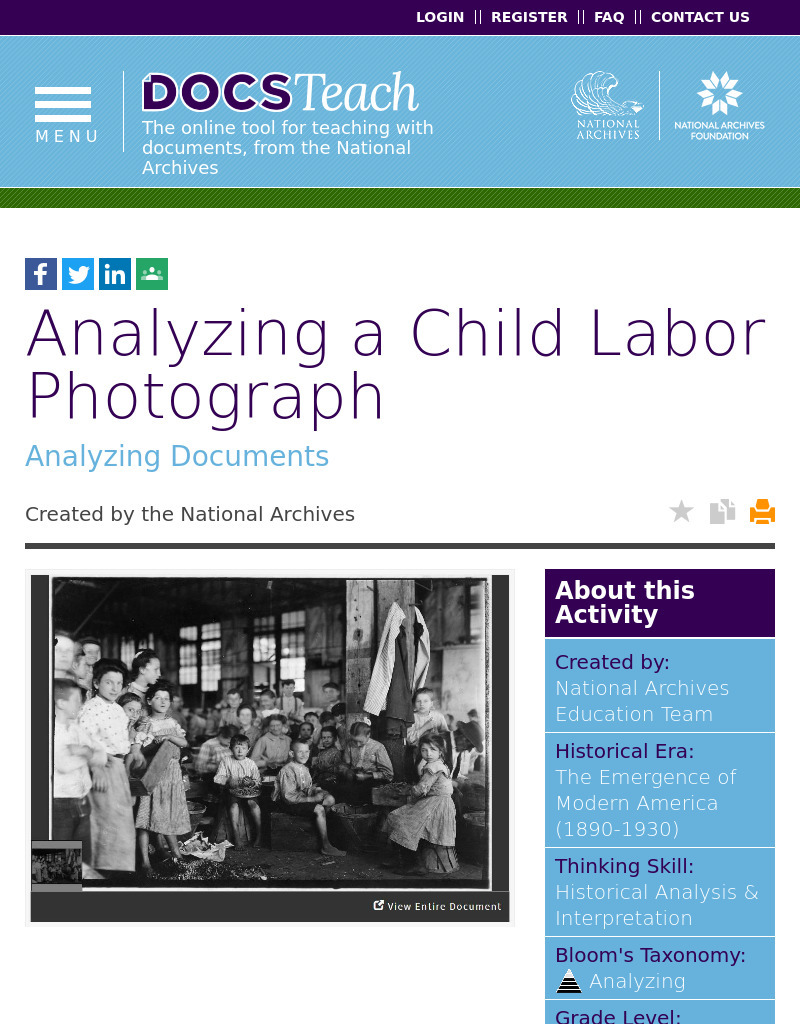 Analyzing a Child Labor Photograph Interactive
