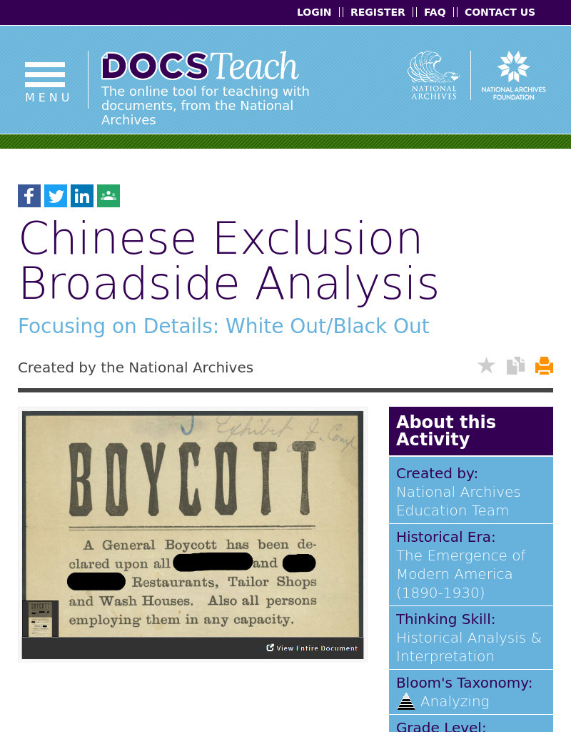 Chinese Exclusion Broadside Analysis Interactive