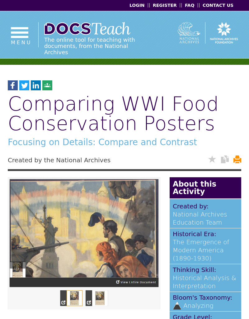 Comparing WWI Food Conservation Posters Interactive