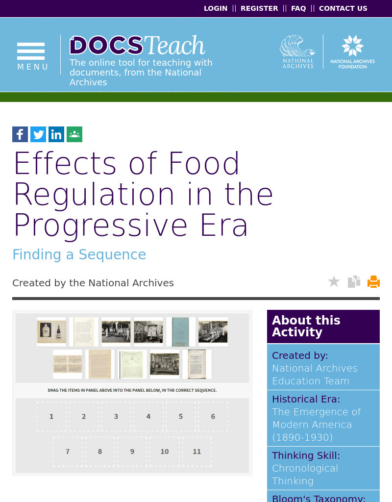 Effects of Food Regulation in the Progressive Era Interactive