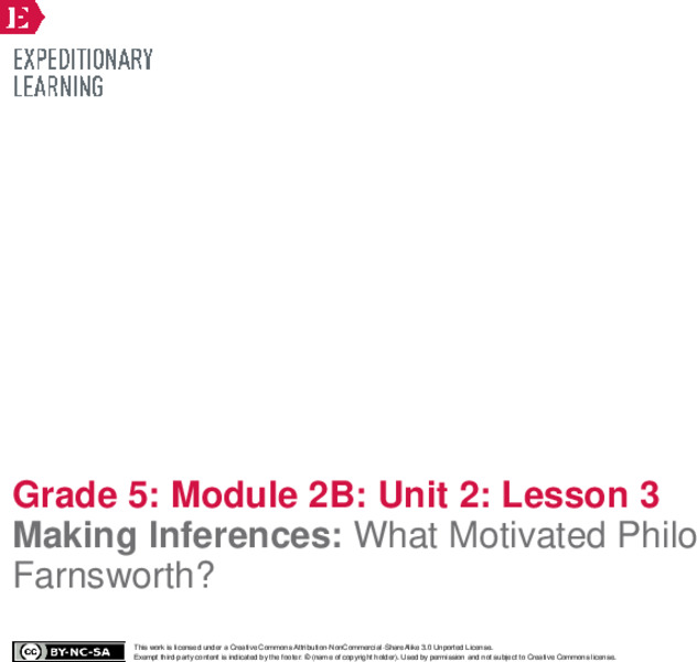 Making Inferences: What Motivated Philo Farnsworth? Lesson Plan
