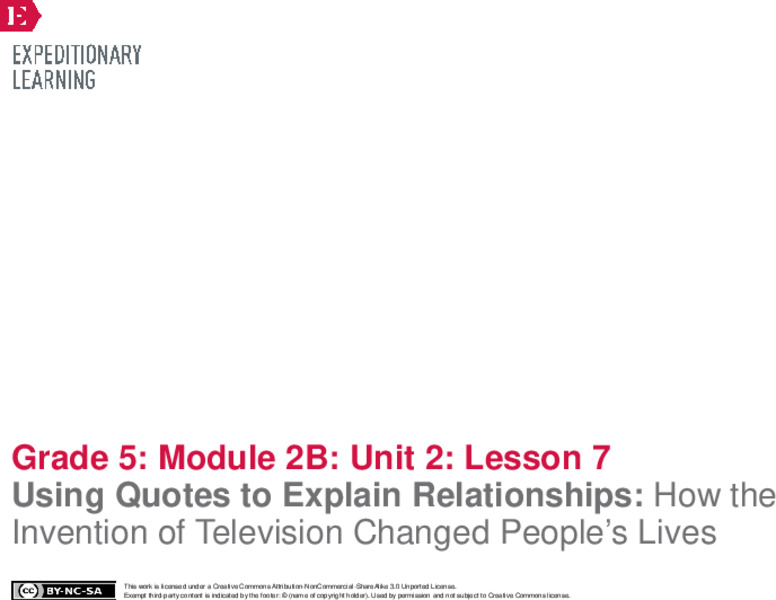 Using Quotes to Explain Relationships: How the Invention of Television Changed People’s Lives Lesson Plan