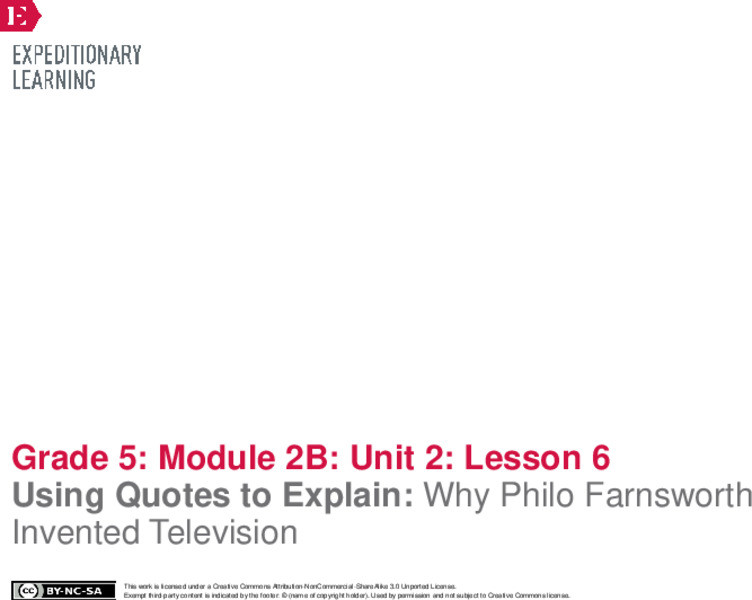 Using Quotes to Explain: Why Philo Farnsworth Invented Television Lesson Plan