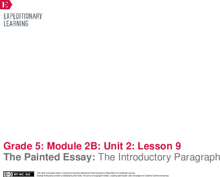 The Painted Essay: The Introductory Paragraph Lesson Plan