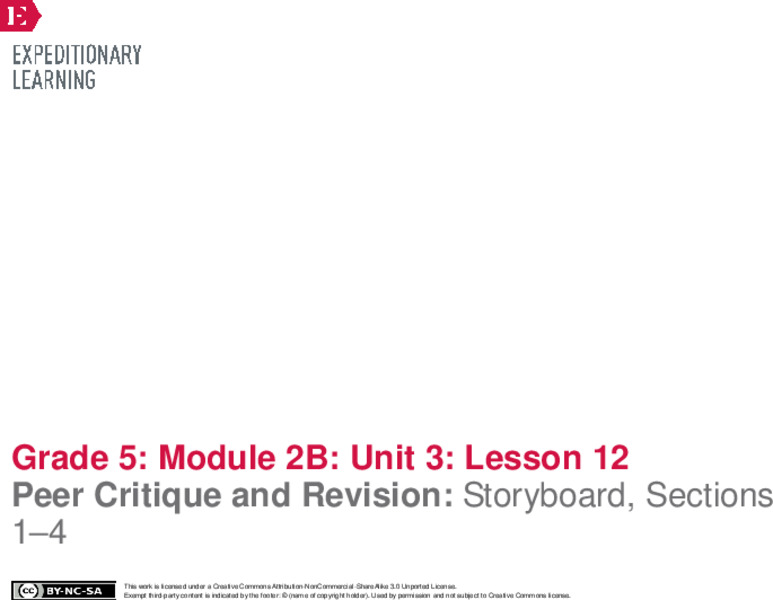 Peer Critique and Revision: Storyboard, Sections 1-4 Lesson Plan