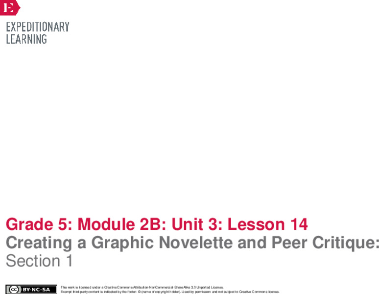 Creating a Graphic Novelette and Peer Critique: Section 1 Lesson Plan