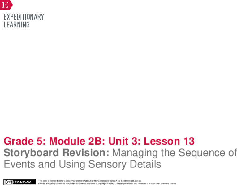 Storyboard Revision: Managing the Sequence of Events and Using Sensory Details Lesson Plan