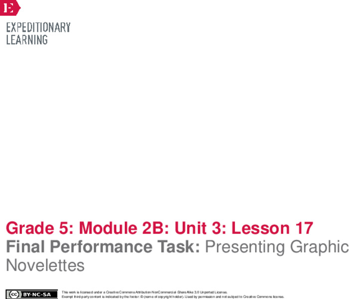 Final Performance Task: Presenting Graphic Novelettes Lesson Plan